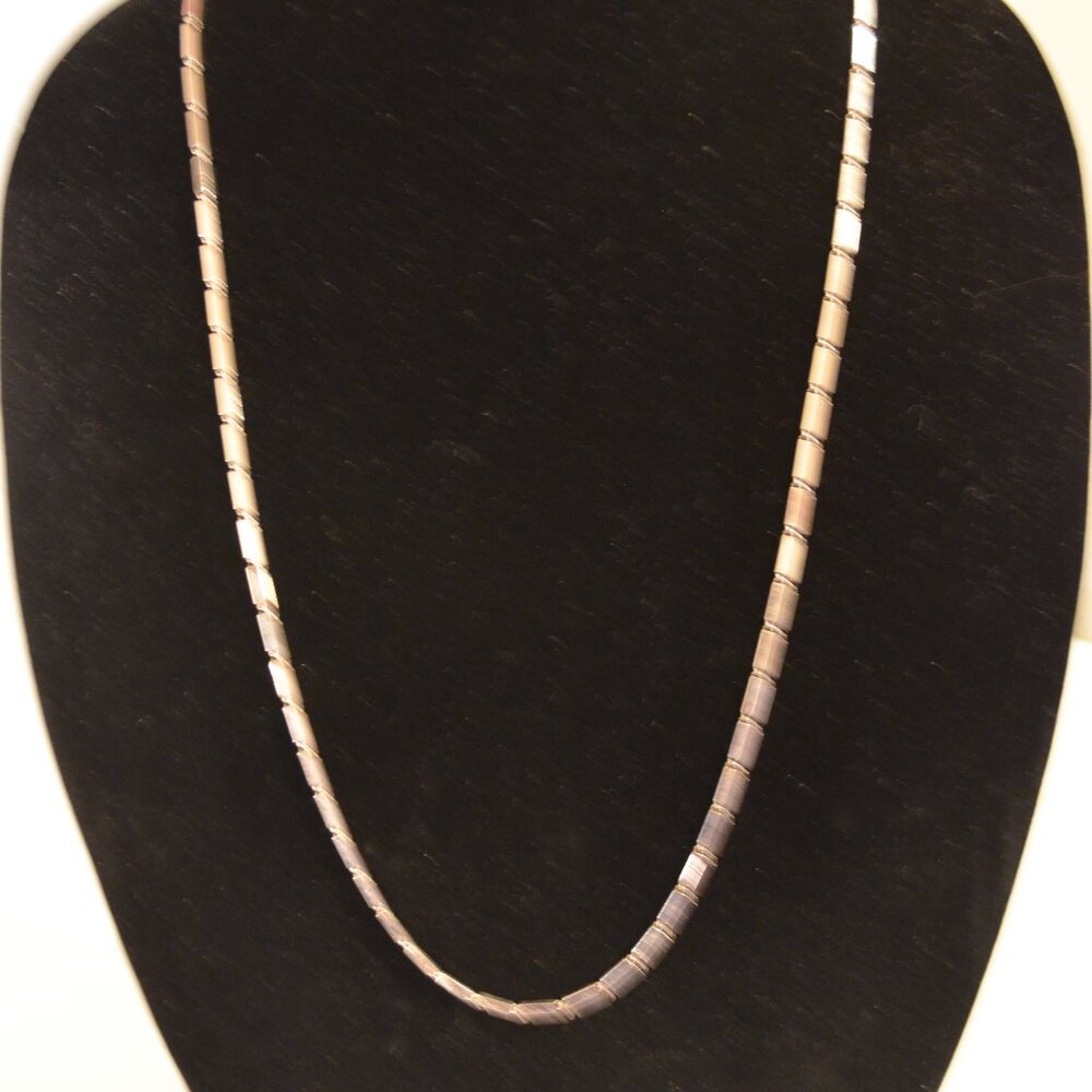 Monet Necklace Silver Rectangular Prisms 3/8' Lin… - image 7